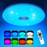 Koicaxy LED Deckenleuchte Dimmbar mit Bluetooth Lautsprecher, Ø 38CM Led Deckenlampe Farbwechsel RGB mit Fernbedienung und APP-Steuerung 3000-6500K Rund für Wohnzimmer, Schlafzimmer,