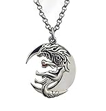 LLM 925 Silber Halbmond Wolf Persönlichkeit Halskette Anhänger Retro Männer und Frauen Ornamente mit Zubehör Schlüsselbein Kette Pulloverkette kreativ (45 cm)