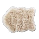 ASTRA Wohnzimmerteppich Creme – Kunstfell Teppich Bella – Dekofell Matte 60x80 cm – Bettvorleger flauschig – Sofa Matte Shap