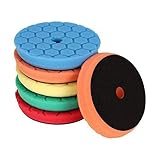 SPTA 5tlg 150mm Hex-Logik Polierschwämme Wachs Schwämme Auto Polierschwamm Polierpad Polieren Pad Schwamm Polierschaum Set für 125mm Exzenter Poliermaschine S