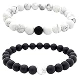 LABIUO Armband für Herren und Damen, 8 mm, Lava-Chakra-Perlen, elastisch, Naturstein,