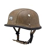 ABDOMINAL WHEEL Leder Motorradhelm Retro,Deutscher Lederhelm,ECE-Zertifizierung Motorrad Mopedhelm,ABS-Material Braincap,Cruiser Chopper Scooter-Helm B,56~62