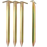 com-four® 4X Zelt-Heringe aus Stahl - Lange und robuste Erdnägel mit T-Profil für Camping und Outdoor - ideal für normalen und harten B