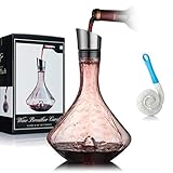 YouYah Weindekanter Set,Rotwein Karaffe mit eingebautem Belüfter,Wein Belüfter,Wein Geschenk,Edelstahl Ausguss Deckel,Filter,100% handgeblasenes bleifreies Kristallg