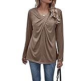 Women's Autumn and Winter Solid Color V-Neck Twisted Long-Sleeved T-S