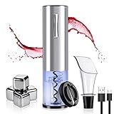 Elektrischer Korkenzieher, Yonktoo Automatisch Flaschenöffner Weinöffner with Foil Cutter, Wine Pourer and Chilling Ice Cubes, Elektrisches Weinflaschenöffner-Kit with USB-Ladekabel für Weinliebhab