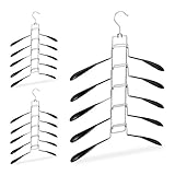 Relaxdays Mehrlagiger Kleiderbügel 3er Set, 5 Bügel pro Aufhängung, Oberbekleidung, platzsparend und rutschfest, schw