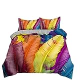 AmenSixye Geometrische Gedruckt Bettwäsche Set Bunte Linien Bettbezug Mit Zipper Verschluss Königin König Größe Quilt Home Textile228x264cm 3Stück