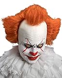 Horror Clown Perücke mit weißer Stirnglatze & orangefarbenen H
