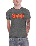 AC/DC T Shirt Classic Rot Band Logo Nue offiziell Herren Charcoal Grau Burn O