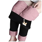 ViVaLaDaDo Damen Winter Leggings Gefütterte Strumpfhosen Damen Elastische Thermo Legging High Waist Fleece Verdicken Wollfrauen Thermo Hosen Yogahosen Warme Bequem Strumpfhose mit I