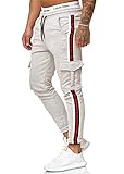OneRedox Herren | Jogginghose | Trainingshose | Sport Fitness | Gym | Training | Slim Fit | Sweatpants Streifen | Jogging-Hose | Stripe Pants | Modell 1224 (M (Fällt eine Nummer Kleiner aus), Grau)