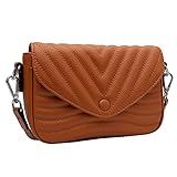 Kleine gesteppte Umhängetasche für Damen, echtes Leder, Kuriertasche, Designer-Geldbörsen und Handtaschen, Braun (braun), S