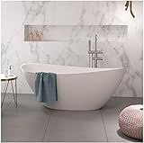 Naka24 freistehende Badewanne aus Mineralguss 170x75x65,8 cm weiss Design VENTI