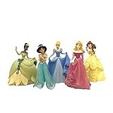 Bullyland 13260 - Spielfiguren-Set, Disney Prinzessin - Belle, Jasmin, Aurora, Tiana und Cinderella, Geschenkbox, als Torten-Figur, PVC-frei, tolles Geschenk für Kinder zum fantasievollen Sp