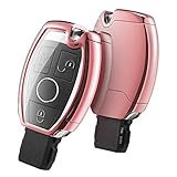 OATSBASF Mercedes Benz Autoschlüssel Hülle,Schlüsselhülle Cover für Mercedes Benz W204 W211 2-3 Keyless Tasten A B C E Class (Roségold)