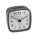 MPM Grey Plastic Alarm Clock - Wecker, Analoge Wecker, Einfache Bedienung Ohne Ticken Wecker Analog Snooze und Licht Funktionen Nachwecken Wecker für Home Schlafzimmer Büro Weck