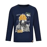 Minymo T-Shirt LS Print Dark Navy Bear - Langarmshirt mit 3D Print Bär Jungen Boy nordisch (122)