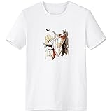 DIYthinker China Chinese Archaic Mann Figur Traditionelle Kleidung Zeichnung Illustration Muster Rundhals Weißen T-Shirt Frühling und Sommer Tagless Komfort-Baumwollsport-T-Shirts XX-Large W