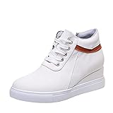 BAOFUBA Damen High Top Sneakers Fashion Freizeitschuhe rutschfest Flache Schnürhalbschuhe PU Einzelschuhe Plateau Side Zipper Single Schuhe Wear Resistant Wanderschuhe Arb