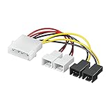 Goobay 93632 PC Lüfter Stromkabel, Stromadapter, 5.25 Molex Stecker zu Lüfter 2x 12 V/ 2x 5 V / 0,15
