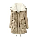 Winterparka Damen Gefüttert Übergangsjacke Lang Große Größen Winterjacke Warm Elegant Kapuzenmantel Revers Reisverschuss Übergangsmantel Parka Mit Kapuze Leicht Steppjacke Longjacke üBergangspark