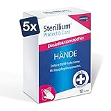 Sterillium Protect & Care Händedesinfektionstücher: Hygiene für zuhause und unterwegs - Praktische Desinfektionsmittel Tücher für die Hände, 10 Stk. - 5er Pack