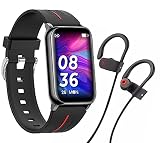 Smart Watch Active + U8 In Ear Sport Kopfhörer Aktivitätstracker Fitnessuhr 43mm x 30mm HD, SpO2, Herzfrequenzmessung, Blutdruck, Blutsauerstoff, Schrittzähler, Schlafmonitor, Multisport M
