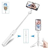 LATEC Bluetooth Selfie Stick Stativ, 3 in 1 Erweiterbar Monopod Wireless Selfie-Stange Stab 360°Rotation mit Bluetooth-Fernauslöse für iPhone XS/XR/X/8 Plus/8/Samsung Galaxy bis 3, 5-6 Zoll T