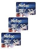 Netac Speicherkarte, microSDXC-Speicherkarte (A1, U3, C10, V30, 4K, 667X) UHS-I Lesegeschwindigkeit bis 100 MB/s, TF-Karte für Handy, Sportkamera, Switch, Gopro, Tablet, Dashcam 32 gb 3-er Pack