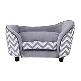 PawHut Haustiersofa Hundecouch Hundesofa Hundebett Hundematte Katze Kissen gepolstert Holz + Schaumstoff Grau 68,5 x 40,5 x 40,5