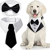 3 Stücke Formell Hund Smoking Hochzeit Hunde Bandana Set Enthalten Hund Krawatten Formell Haustier Krawatte Kragen Smoking Fliege Halsband für Kleine Hunde Katze Hochzeit Kostüme Geburtstag