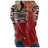 Tops für Damen, Sweatshirt, Bluse, langärmlig, mit Schleife, zweifarbig, modisch, für Damen, Sweatshirt, Leopard, Damen-Sweatshirt, Reißverschluss, Basic-T-Shirt für Damen, (#003)rot, S