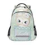 Mnsruu Eule Vogel Tier Grün Rucksack Jungen Schulrucksack Mädchen Schulranzen Kinder Reflektierender Schultasche Kinderrucksack Für S