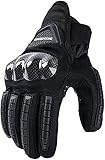 Sommer Motorradhandschuhe Atmungsaktive Motorrad Handschuhe Herren Damen Vollfinger Knöchelschutzpolster Touchscreen Schwarz XL