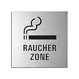 Schild - Raucher-Zone | Türschild 120 x 120 mm Aluminiumschild selbstklebend Ofform Design Nr.17148-S