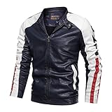 Retro Schwarz Cafe Racer Bovine Leder Motorrad-Jacke CE Armoured Vintage Biker Style Motorrad aus Echtem Leder Motorrad Jacke Blau L