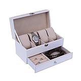 Uhrenaufbewahrungsbox Abschließbar Geburtstag für Herren Damen Uhrenbox Uhrendisplay Organizer Leder Schmuck Uhrenetui Schublade zum Aufbewahren von Uhren und Schmuck