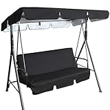Gartenschaukel, Typ Hollywoodschaukel, Metall, 3-Sitzer, verstellbar, gepolstert, Balkon, Oxford-Gewebe, wasserdicht, 210D, 190 x 132 x 15 cm, Schw