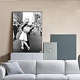 Klassische Vintage Fotos Kuss des Jahrhunderts Poster und Drucke auf Leinwand Malerei Wandkunst Bild für Wohnzimmer Dekor 40x70cm (16''x28'') I