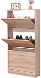 Schuhschrank aus MDF-Holz, Schuhregal für Badezimmer, Eingangsbereich, Schuhe, 63 x 17 x 120 cm. E