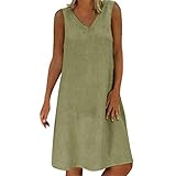 Elegante Kleider Damen Kleid Cocktailkleider Ronamick Frauen Sommerstil Feminino Vestido T-Shirt Baumwolle lässig Plus Größe Damen Kleid(XL, Grün)