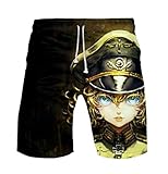 WANHONGYUE Anime Saga of Tanya The Evil Herren Badehose Strand Shorts 3D Druck Sommer Beach Shorts Boardshorts Swim Trunks 1098/6 XXS