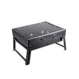 Tragbarer BBQ-Grill, klappbarer BBQ-Holzkohlegrill, tragbarer Edelstahl-Grill, Holzkohlegrill für Picknick-Garten-Terrassen-Camping-Reisen 9,05 '' x 11,41 '' x 16,92 ''