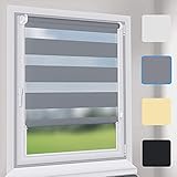 Sekey Doppelrollo - Duo Rollo Klemmfix ohne Bohren - 65cm x 130cm - Duo Rollos für Fenster und Tür - Sonnenschutz - G