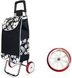 YGB Einkaufswagen mit Kletterrad, klappbarer Trolley Große Kapazität Leichter Rollwagen Schubkarre Tasche mit 2 Rädern Aufbewahrungs-Handwagen,Schw