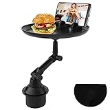 Auto Getränkehalter mit Handyhalterung, Lenkrad Tisch Lenkradablage Auto Essen Tablett 360 Grad Verstellbarer Lebensmittelhalter Rundes Mount Food Tray Esstisch für Auto,Pkw,Lkw (Langer Stil 21,3 cm)