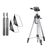 Walimex Pro Daylight 250 Studio-Dauerlicht (2er Set) & CULLMANN - 52125 - Alpha 2500 Stativ mit 3-Wege-Kopf (Auszugshöhe 165 cm, Packmaß 67 cm, Tragfähigkeit 2,5 kg), Silber, Load Capacity: 1277 g