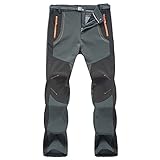 CIKRILAN Herren Outdoor Wasserdicht Fleece Gefüttert Soft Shell Hose Winddicht Trousers Reisen Camping Sports Hose (M, Grau)