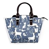 OUCSSDLTD Niedlicher Hirsch Alpaka Umhängetasche Niet PU Leder Tote Bag Große Kapazität Handtaschen Verstellbarer Schultergurt, siehe abbildung, Einheitsgröß